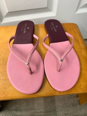 kate spade Pink Leather Thong Sandals with Plum Insole